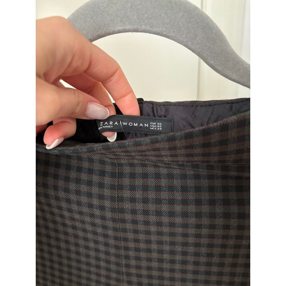 Zara Woman Plaid Skinny Pants XS Black Gray Check Ankle Trousers Office Career - Picture 7 of 8